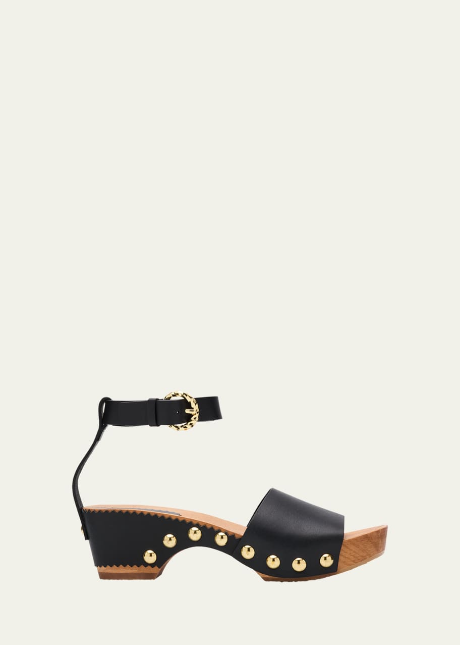 Image 1 of 1: Esti Leather Ankle-Strap Clog Sandals