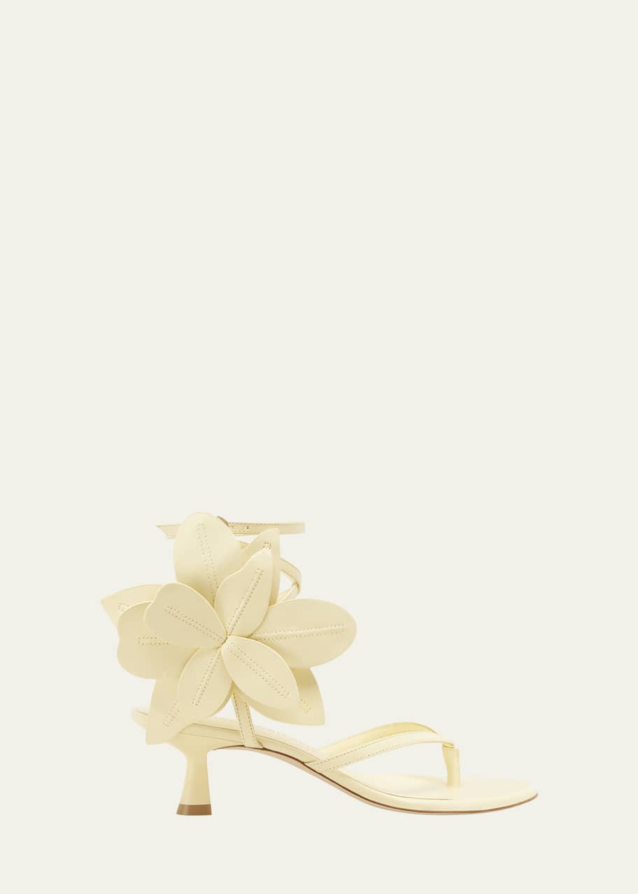 Image 1 of 1: Paradise 50 Flower Leather Kitten Sandals