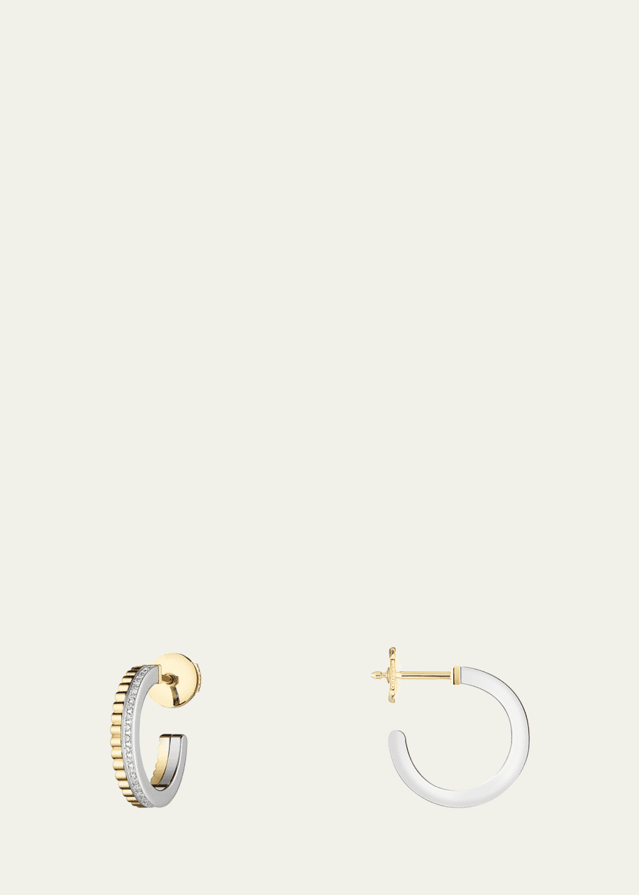 Image 1 of 1: 18K Yellow and White Gold Quatre Radiant Edition Diamond Hoop Earrings