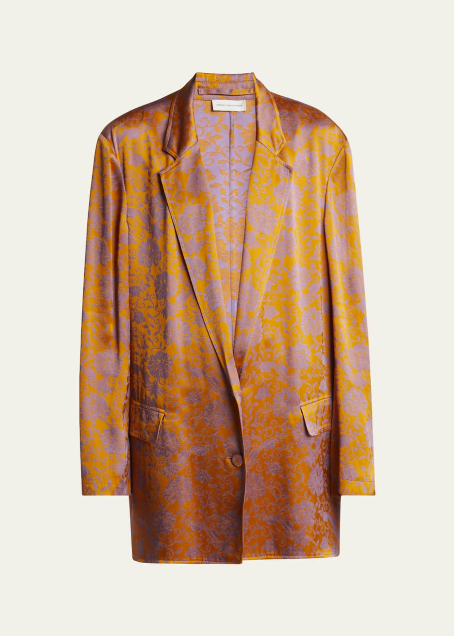 【関税&送料込】Dries Van Noten Embroidered Viscose Blend Ro Dries Van Noten Basti Floral Viscose-Blend Jacket - Bergdorf