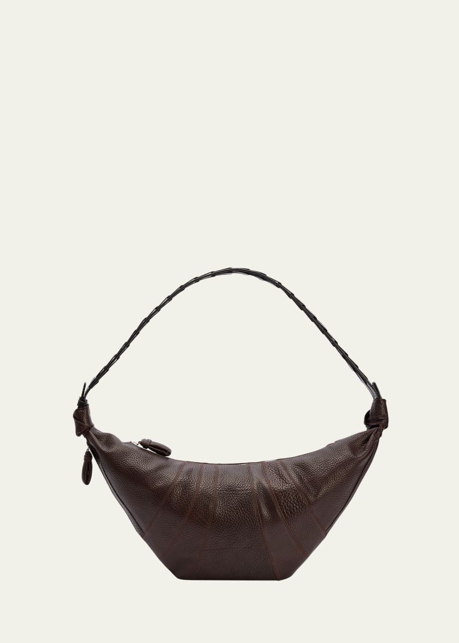 Image 1 of 1: Men's Large Grained Leather Croissant Bag