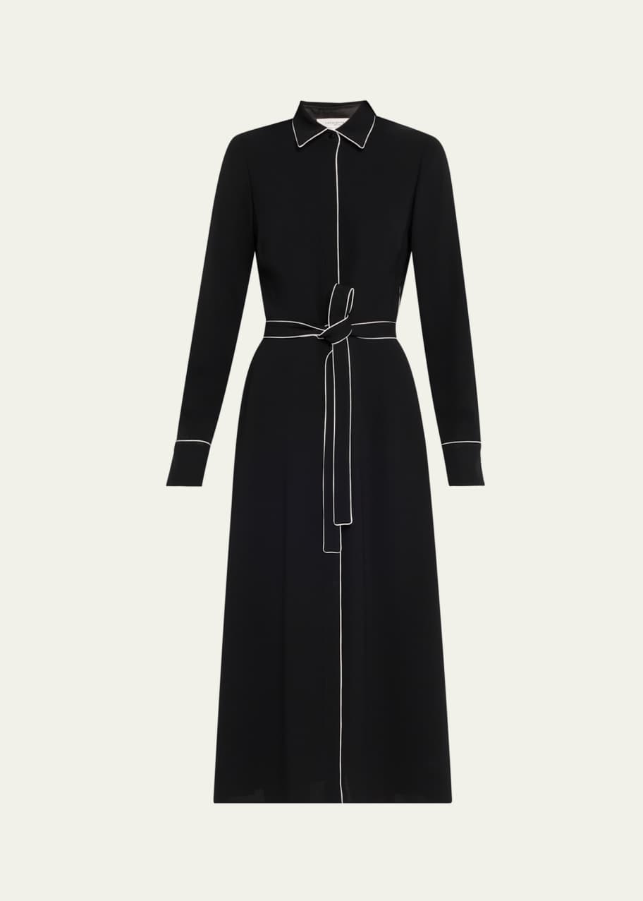 Image 1 of 1: Piped A-Line Midi Shirtdress