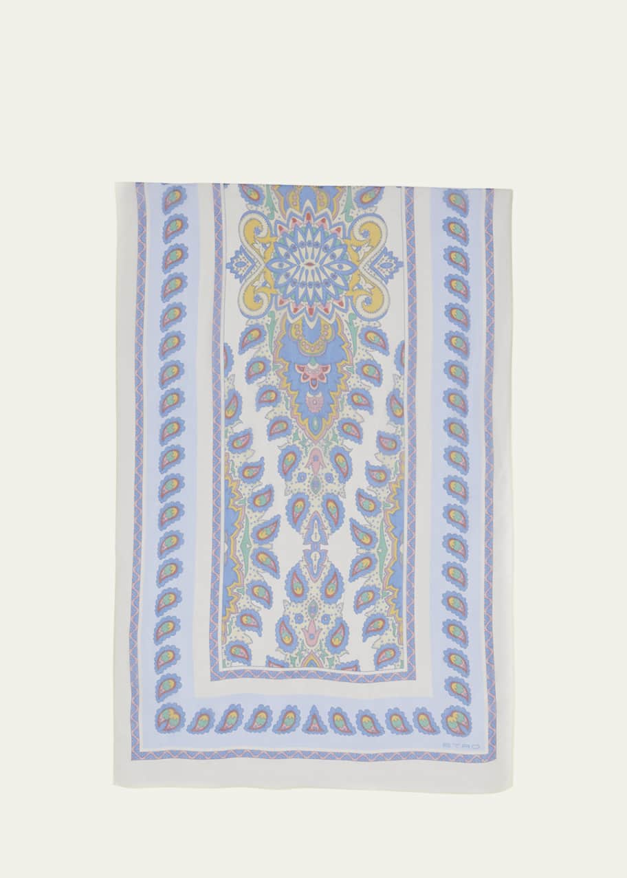 Image 1 of 1: Tosca Paisley-Print Silk Scarf