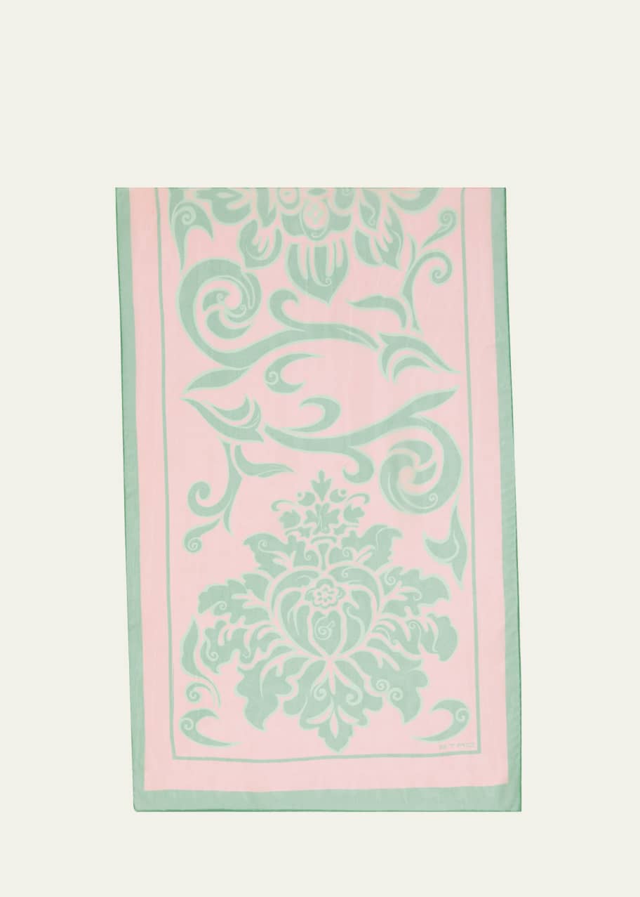 Image 1 of 1: Tosca Floral-Print Silk Scarf
