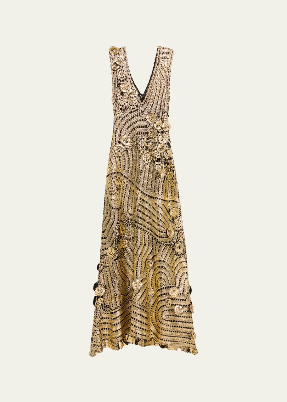 Image 1 of 1: Evelyn Metallic Crochet Dress