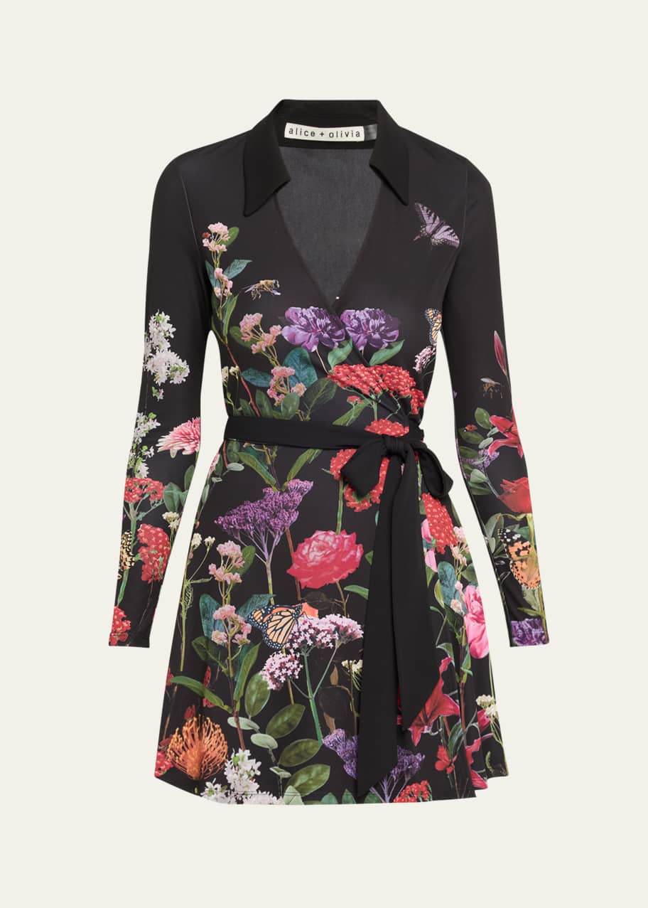 Image 1 of 1: Millicent Long-Sleeve Flare Mini Dress