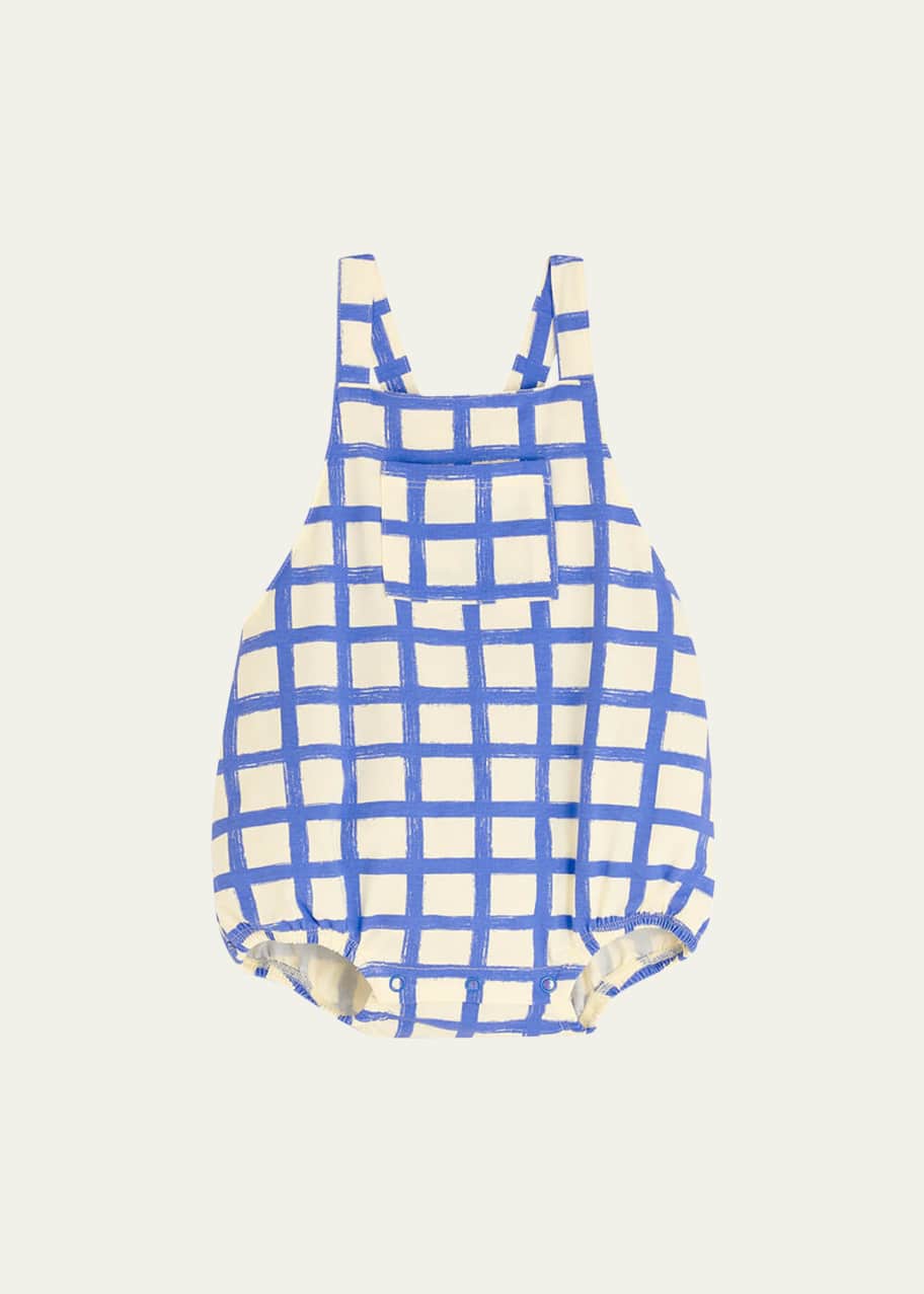 Image 1 of 1: Boy's Check-Print Bubble Romper, Size Newborn-24M