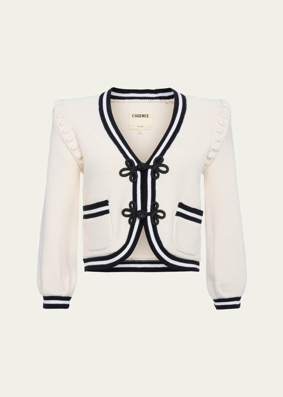 L'Agence Kaito Contrast-Trim Cardigan - Bergdorf Goodman