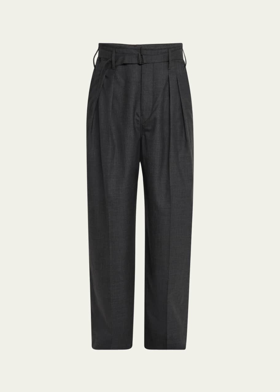 Image 1 of 1: Men's Melange Belted Pleated Pants