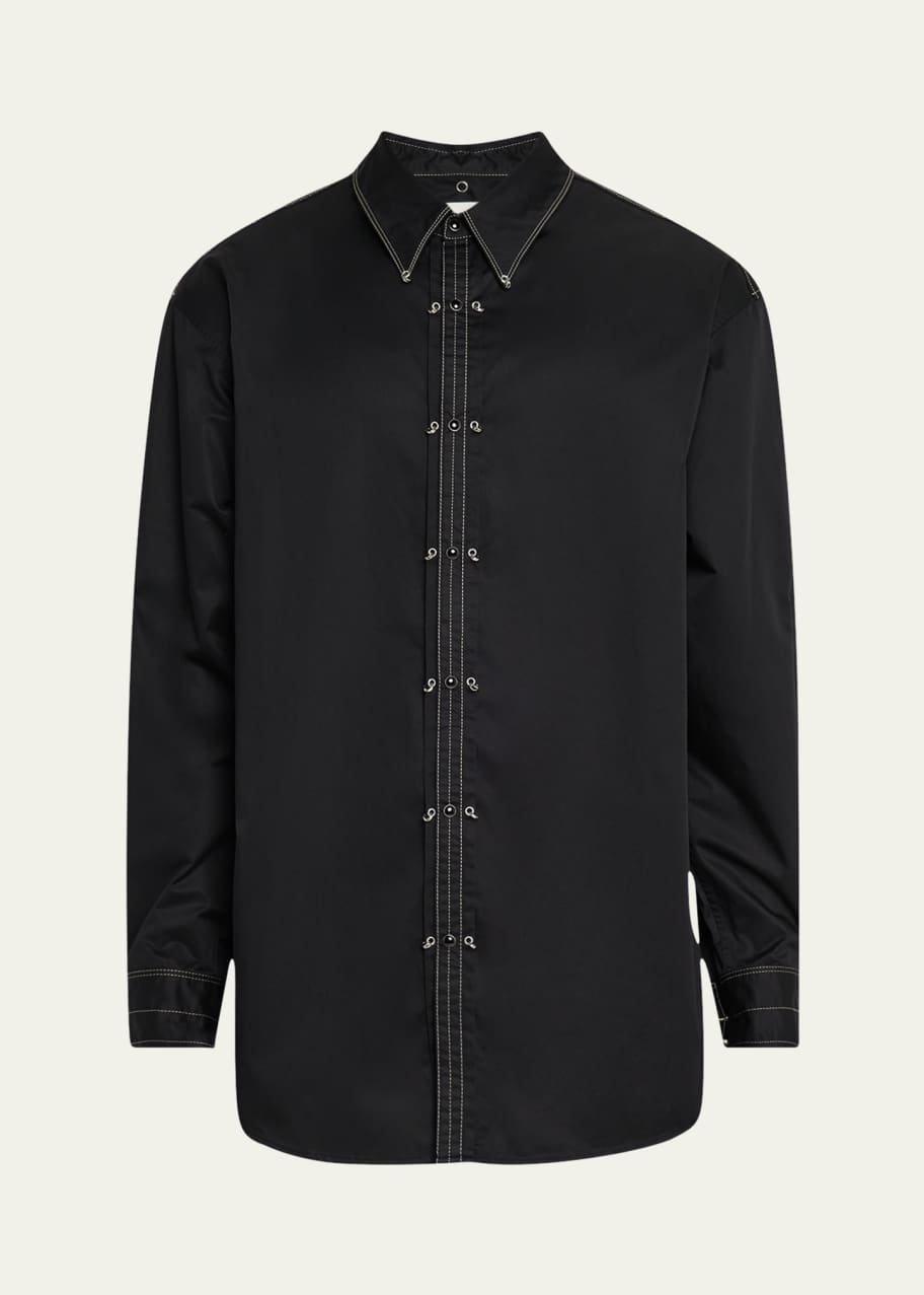 Image 1 of 1: Men's Embellished Metal Button-Down Shirt