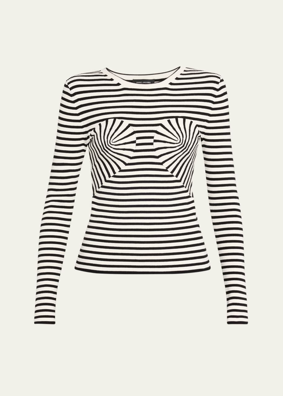 Image 1 of 1: Stripe Seamed Up Knit Top