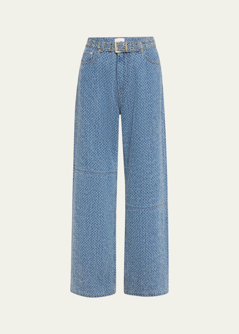 Ganni Belted Fluffy Denim Jeans