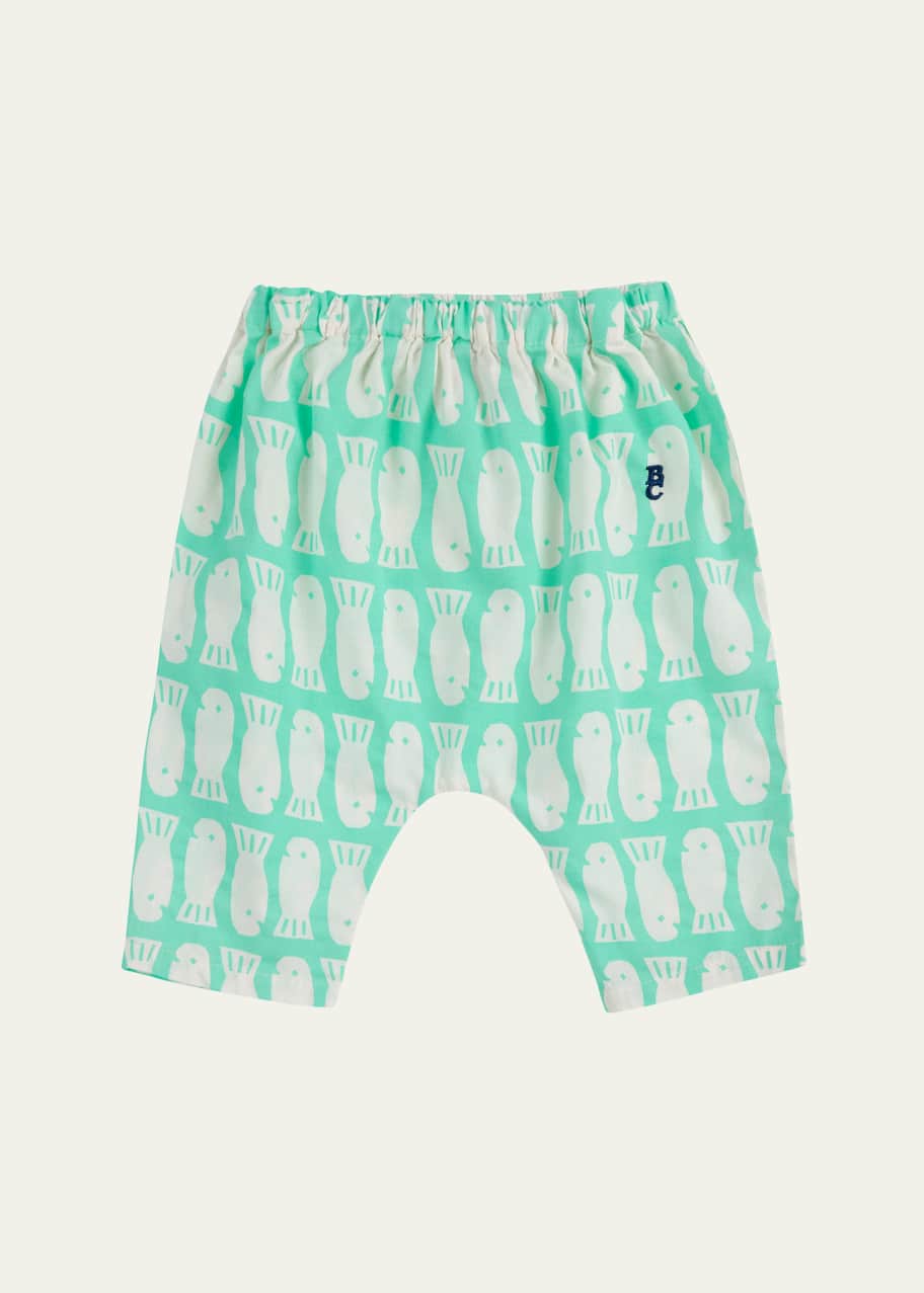 Image 1 of 1: Girl's Lucky Fish Printed Harem Pants, Size Newborn-24M