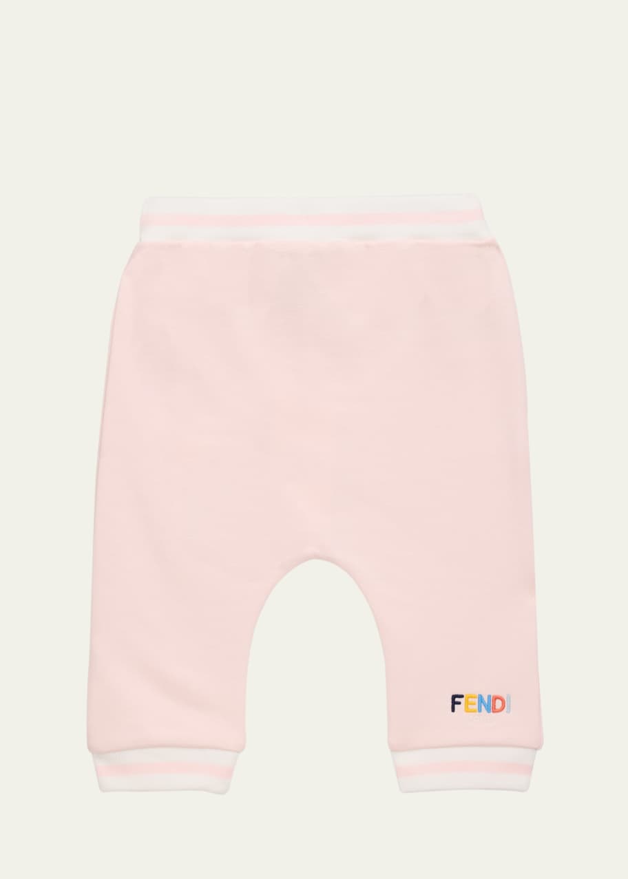 Image 1 of 1: Girl's Multicolor Embroidered Logo-Print Sweatpants, Size 3M-24M