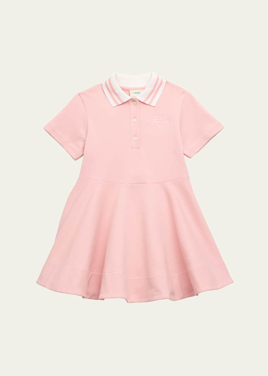 Image 1 of 1: Girl's Embroidered Logo-Print Polo Dress, Size 8-12