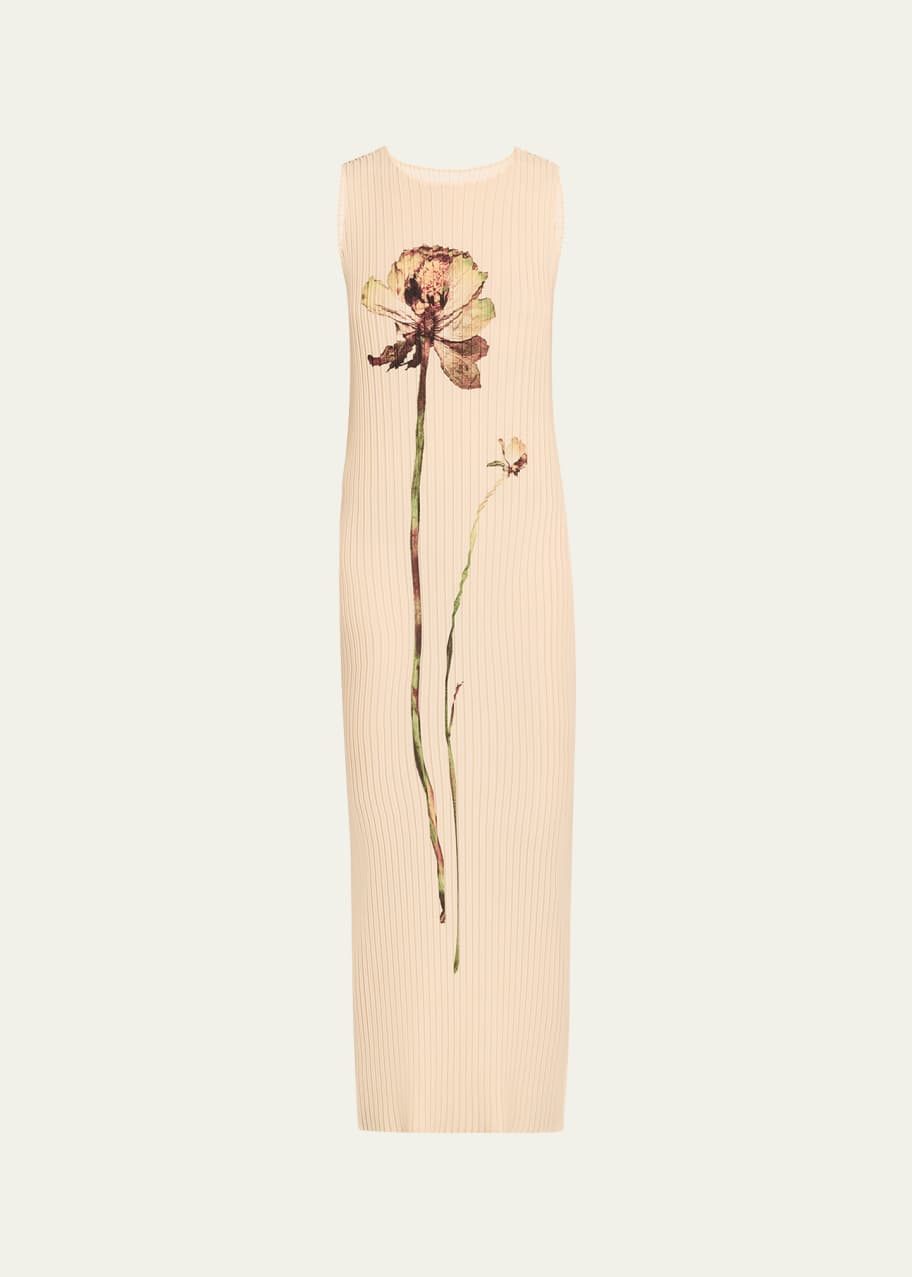 Issey Miyake Long Pressed Floral Pleated Dress - Bergdorf
