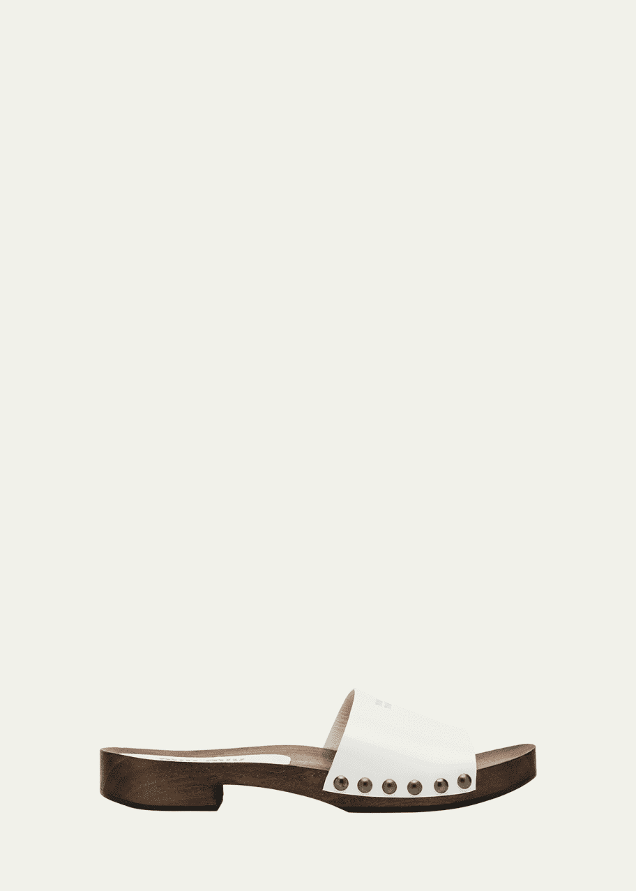 Miu Miu Leather Logo Slide Clogs - Bergdorf Goodman