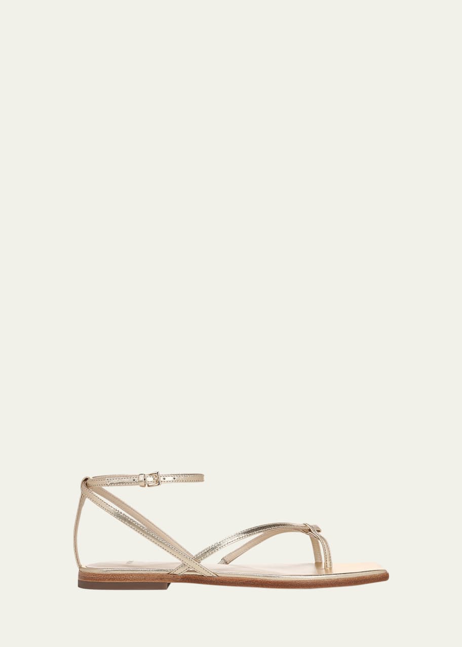Image 1 of 1: Ali Metallic Crisscross Flat Sandals