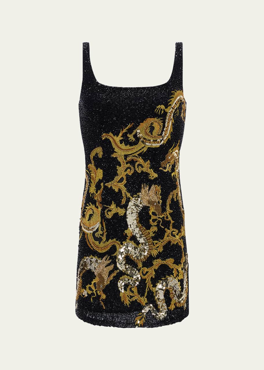 Image 1 of 1: Inora Beaded Dragon Mini Dress