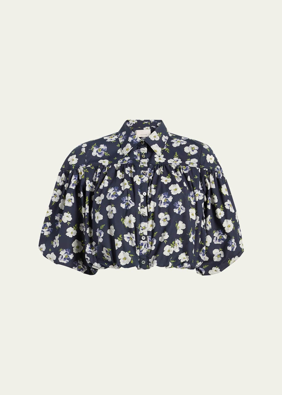 Image 1 of 1: Elysa Tossed Poppies Crop Top