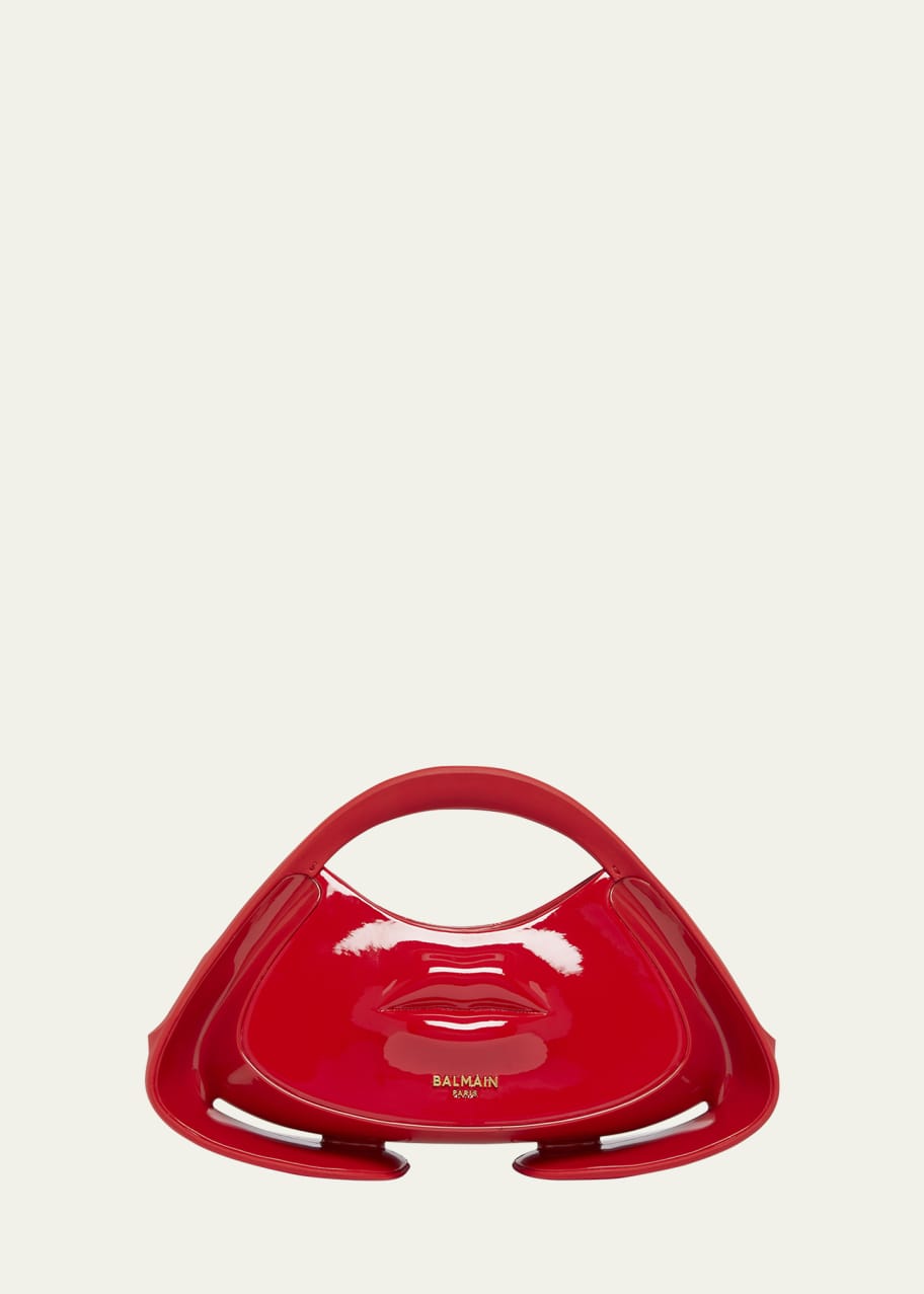 Balmain Jolie Madame Small Lips Top-Handle Bag in Patent Faux