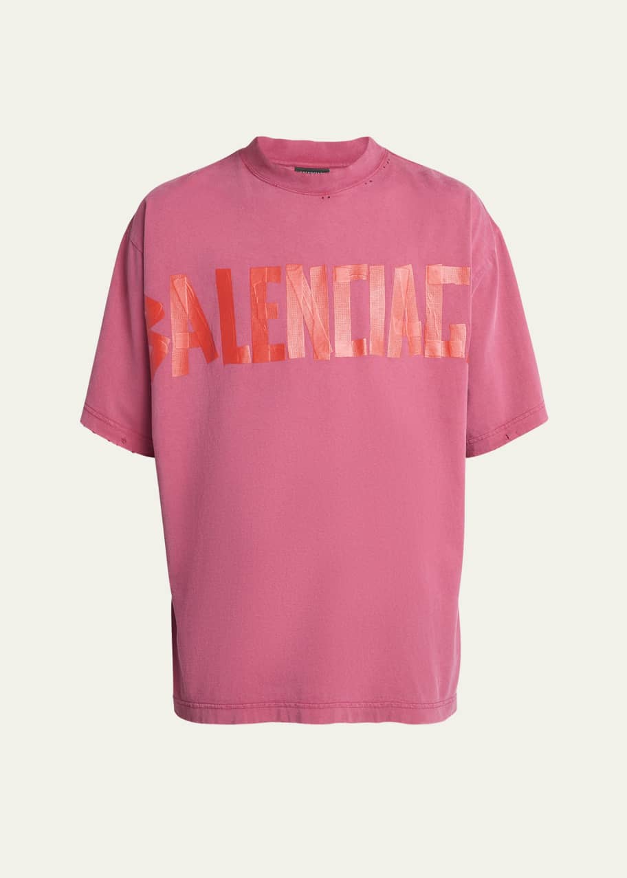 Balenciaga Men's Medium-Fit Tape T-Shirt - Bergdorf Goodman