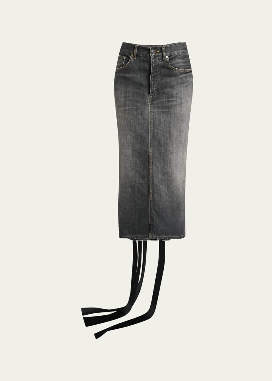 Balenciaga Lace-Up Denim Midi Skirt - Bergdorf Goodman
