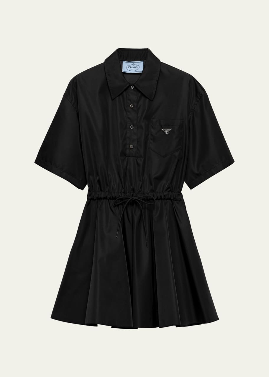 Prada Re-Nylon Drawstring Fit-Flare Mini Dress - Bergdorf Goodman