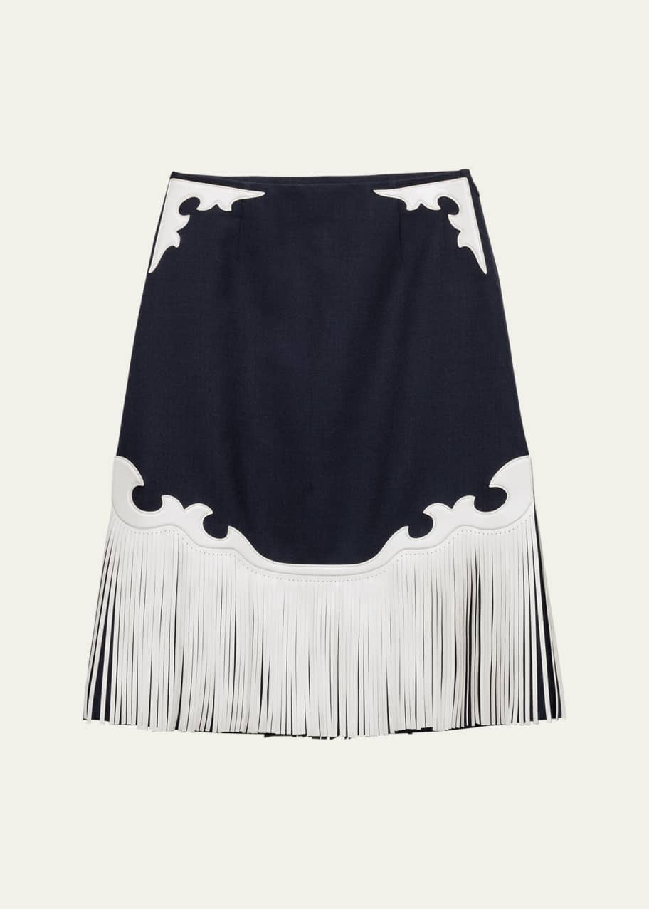 Image 1 of 1: Western Leather Fringe Skirt