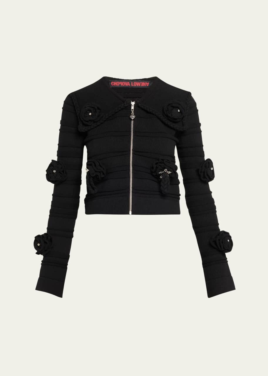 Image 1 of 1: Club Floral Applique Knit Cardigan
