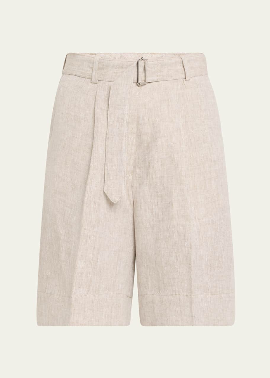 Image 1 of 1: Dalva Belted Linen Shorts