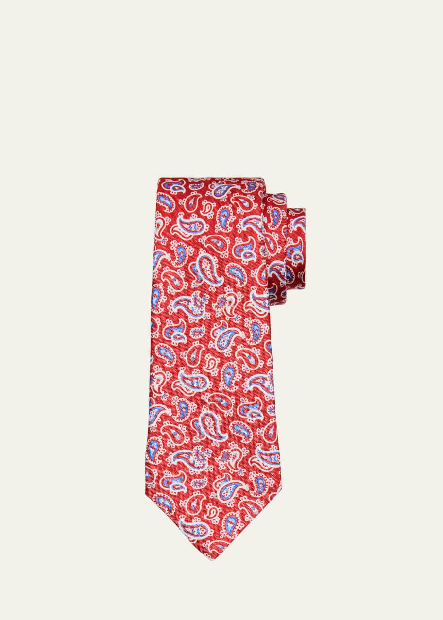 Image 1 of 1: Men's Paisley Silk 7-Fold Tie