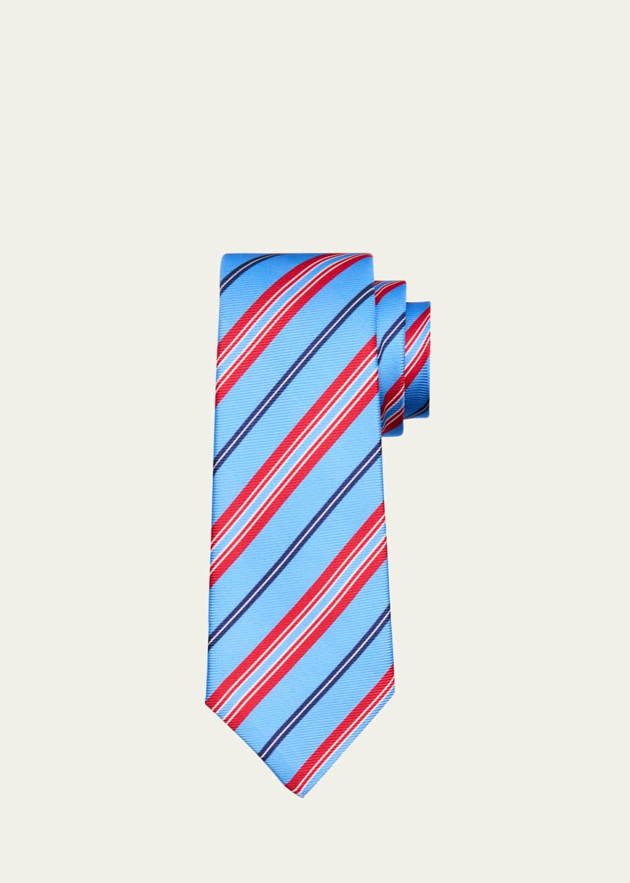 Image 1 of 1: Men's Three Stripe Silk 7-Fold Tie
