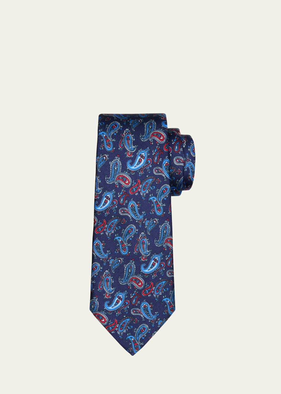 Image 1 of 1: Men's Paisley Silk 7-Fold Tie