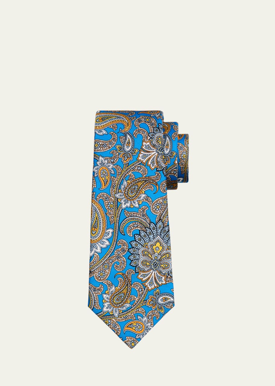 Image 1 of 1: Men's Floral Paisley Silk 7-Fold Tie