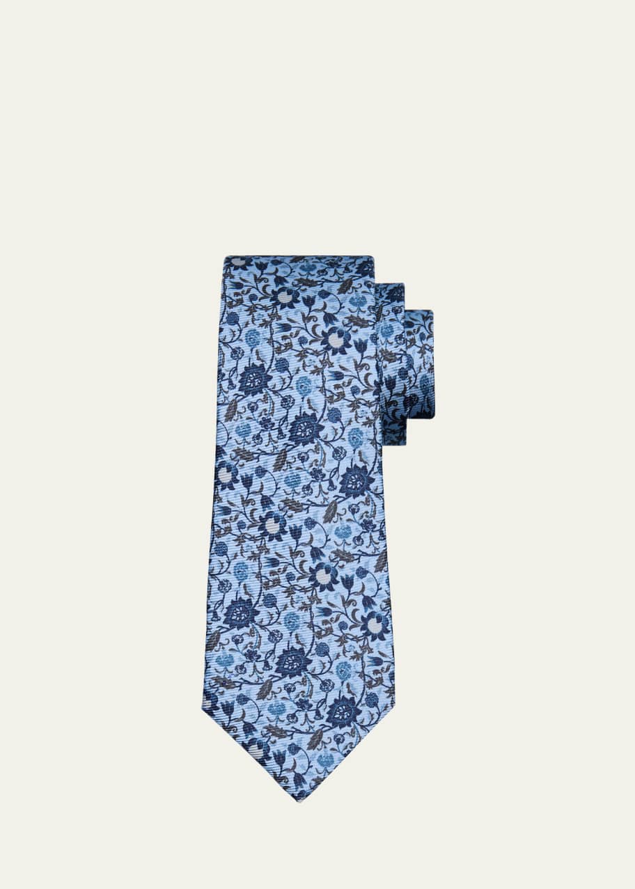 Image 1 of 1: Men's Floral Paisley Silk 7-Fold Tie