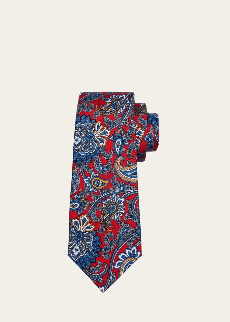 Image 1 of 1: Men's Floral Paisley Silk 7-Fold Tie