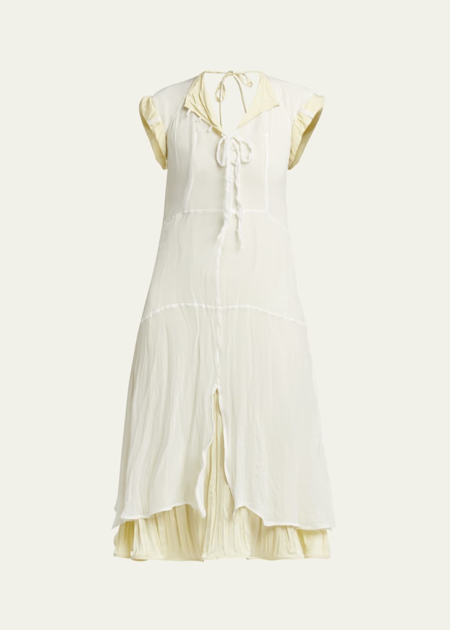 関税込 JIL SANDER Pleated midi dress 638025 Jil Sander Pleated Crush Double Layered Backless Midi Dress