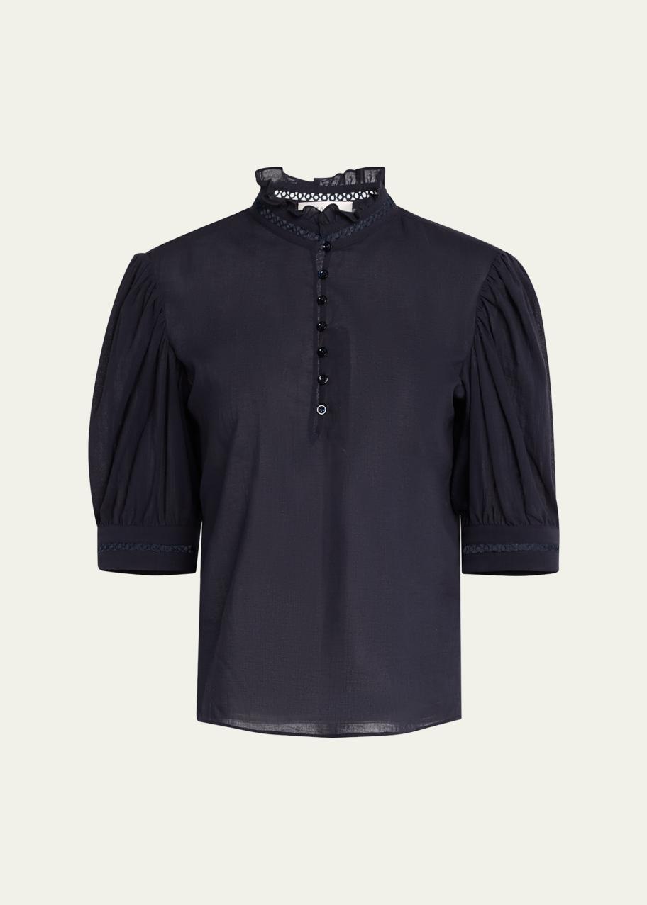 FRAME The Ruffle Collar Top - Bergdorf Goodman