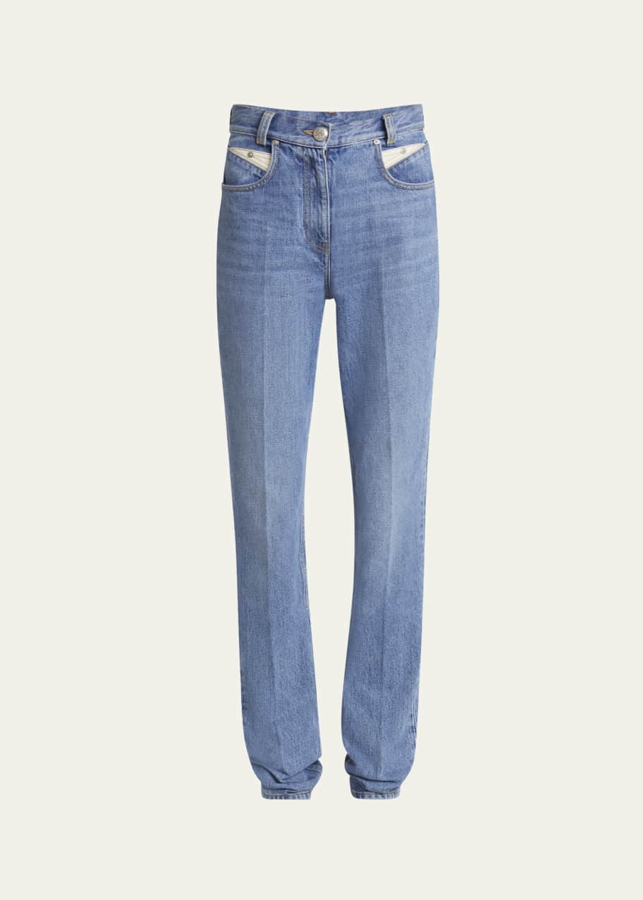 Image 1 of 1: Western Straight Leg Denim Pants