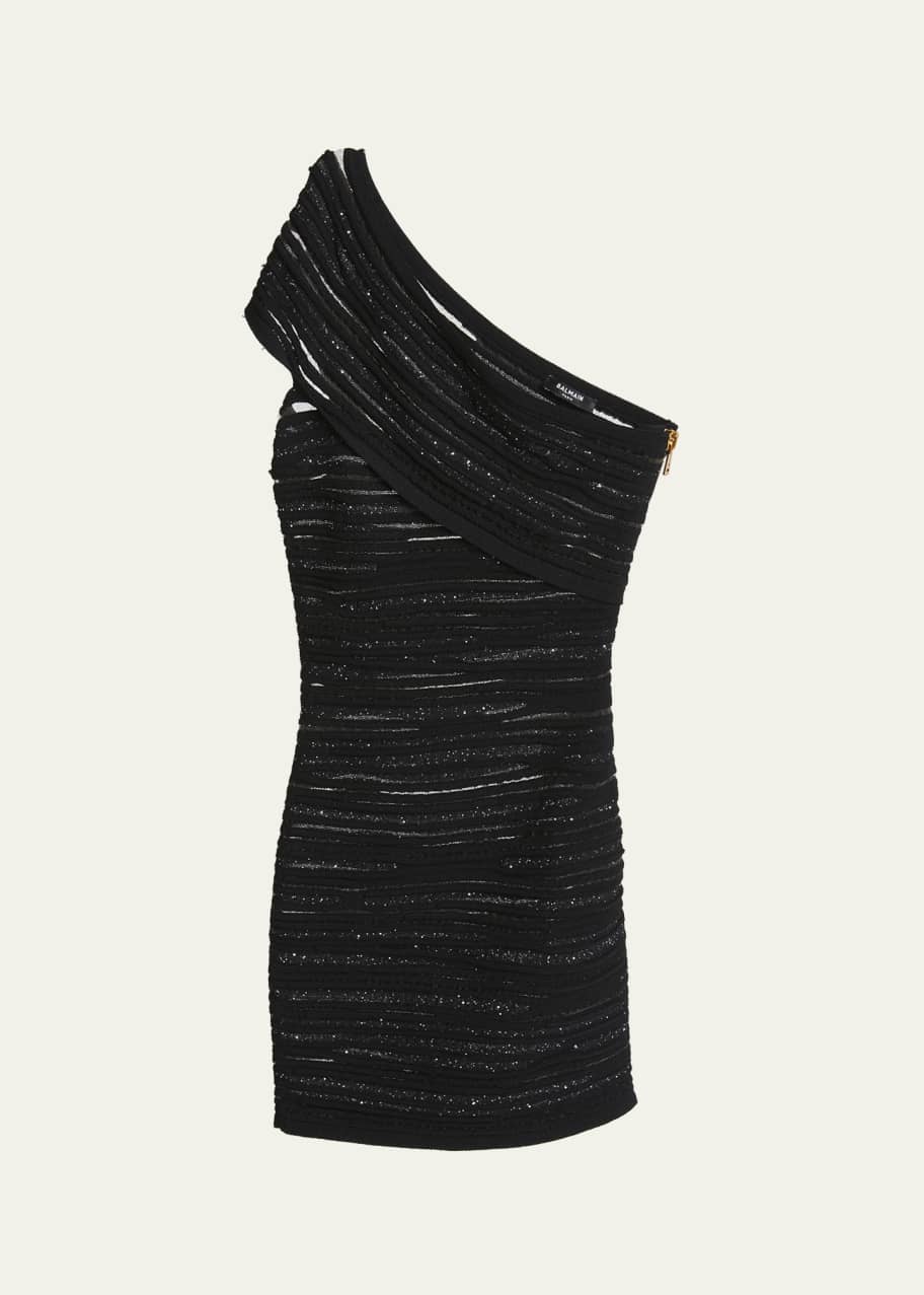 Image 1 of 1: One-Shoulder Glitter Mini Dress