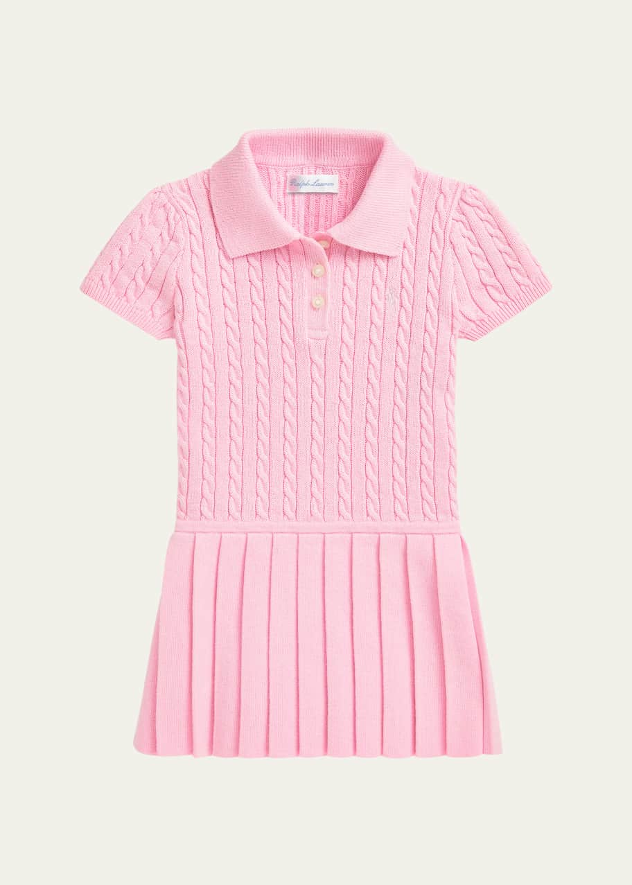 Image 1 of 1: Girl's Cable Knit Polo Dress, Size 3M-24M