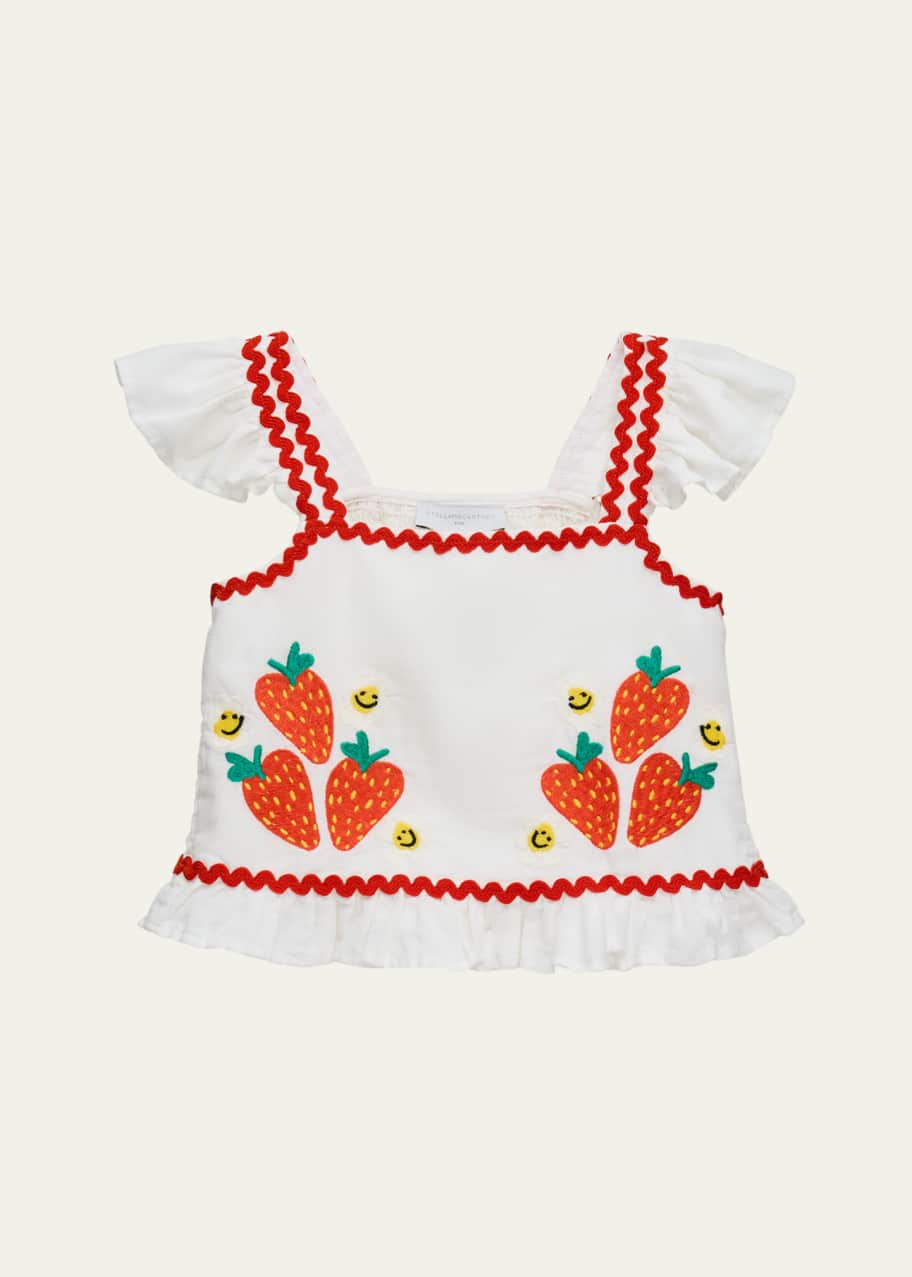 Stella McCartney Kids Girl's Strawberry Embroidered Smocked