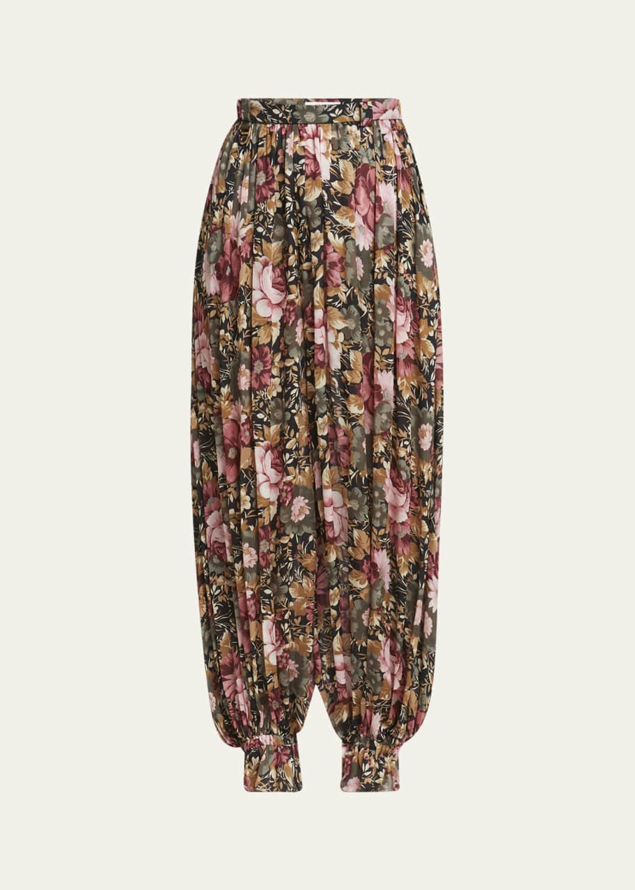 Chloe Floral Pleated Silk Pants - Bergdorf Goodman