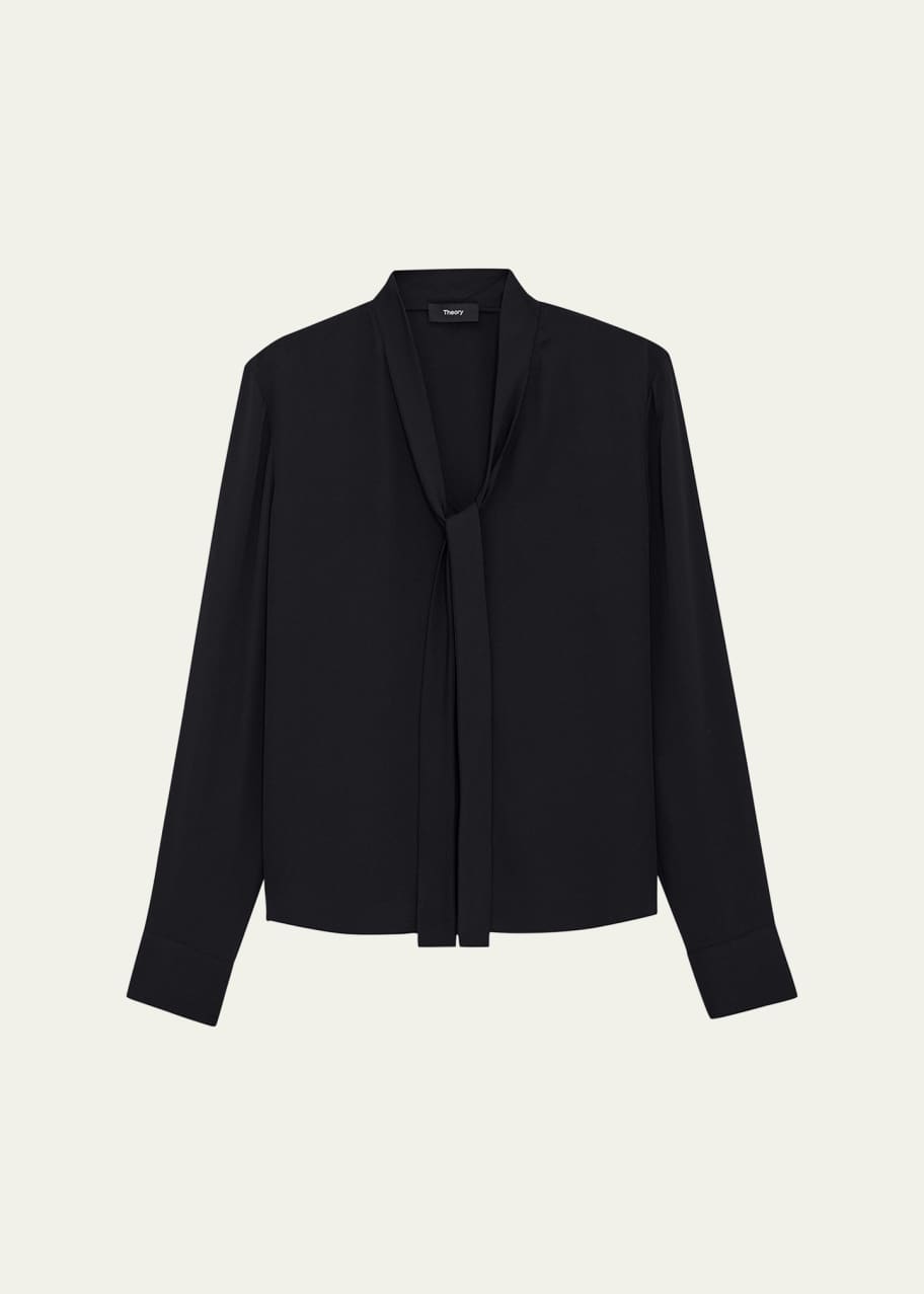 Image 1 of 1: Silk Tie Blouse