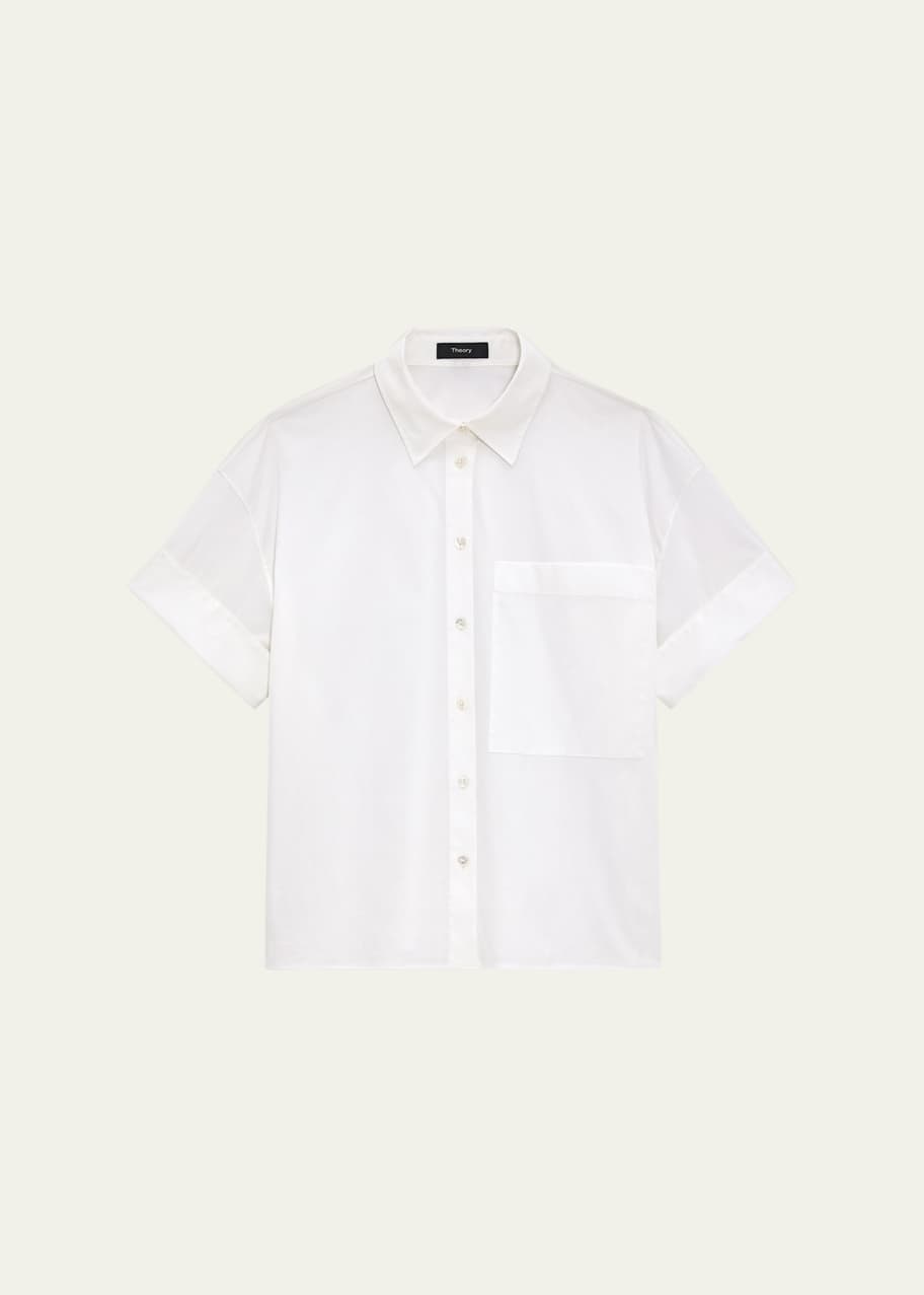 Image 1 of 1: Cotton Cuffed Pocket Shirt