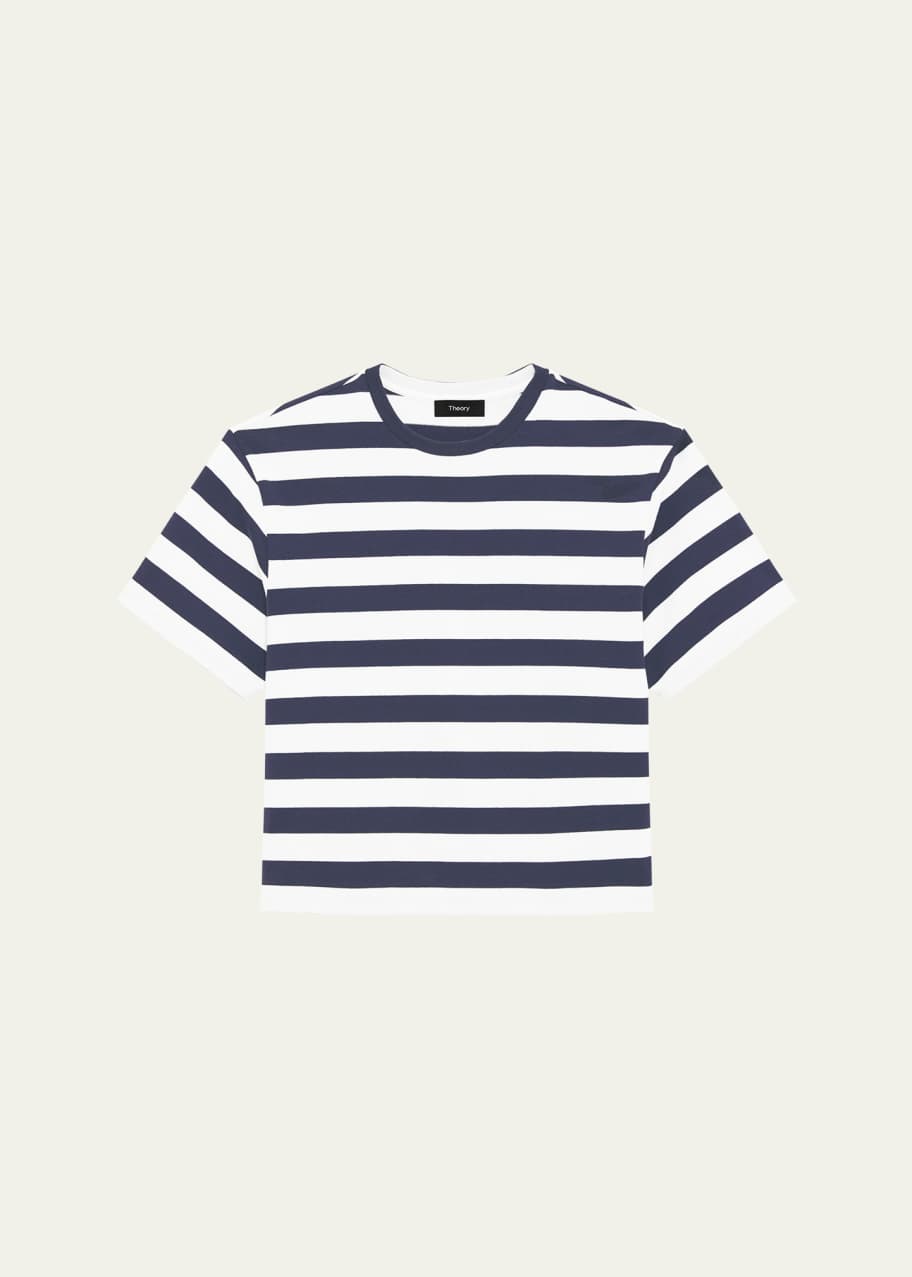 Image 1 of 1: Stripe Boxy Crewneck Tee