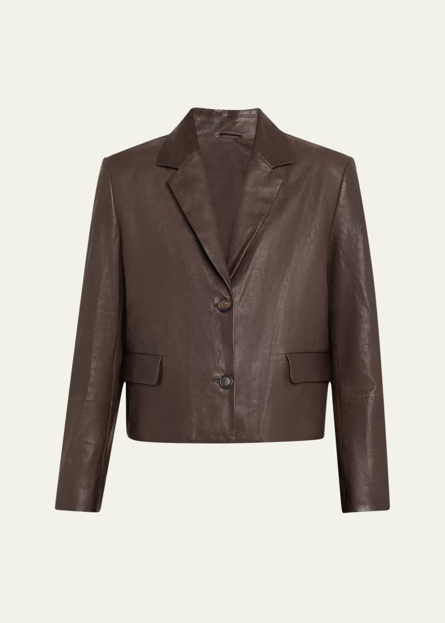 Brunello Cucinelli Vintage Nappa Leather Cropped Blazer