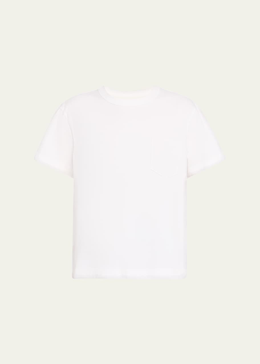Image 1 of 1: Hybrid Satin Ruffle Back Knit Front T-Shirt