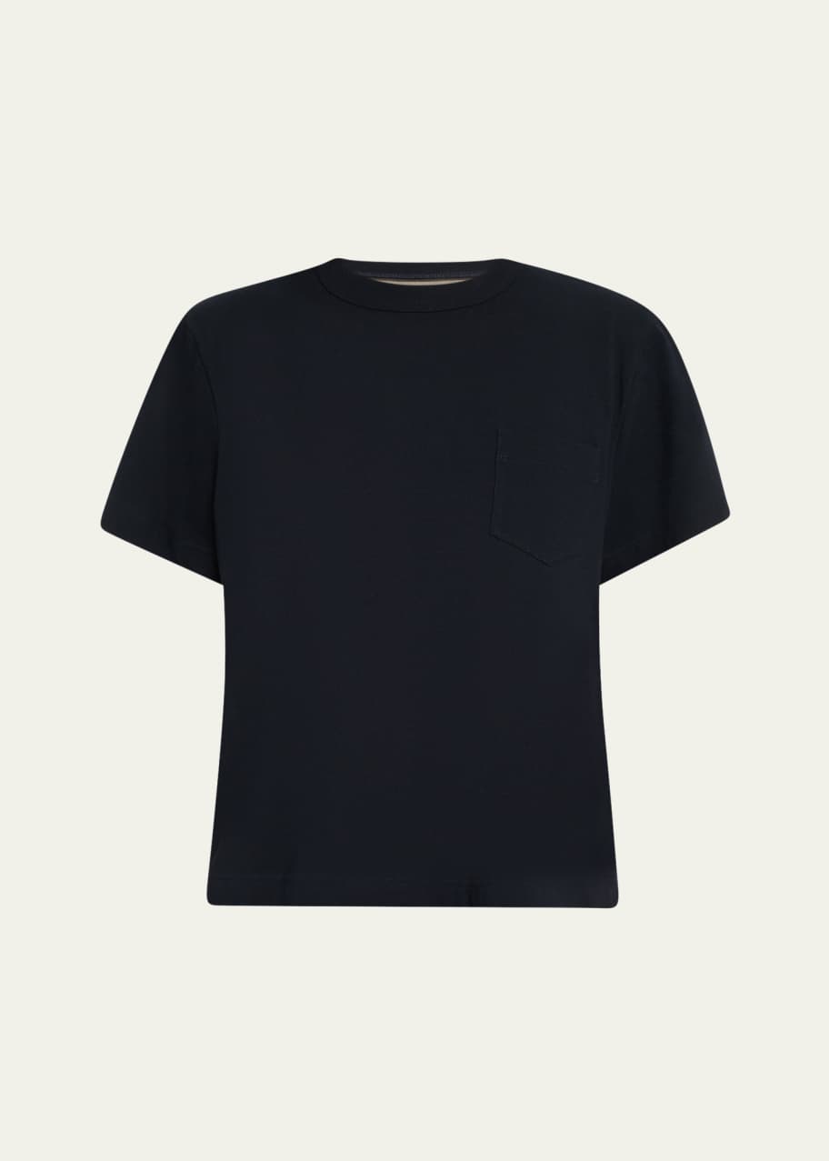 SACAI Hybrid Satin Ruffle Back Knit Front T-Shirt - Bergdorf